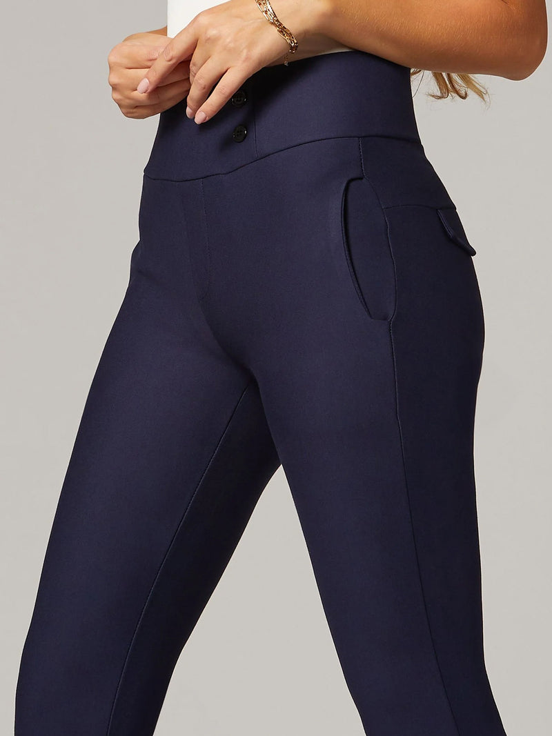 Innovate High-Rise Slim Stretch Slacks with Pockets - Navy Blue