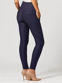 Innovate High-Rise Slim Stretch Slacks with Pockets - Navy Blue
