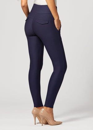 Innovate High-Rise Slim Stretch Slacks with Pockets - Navy Blue