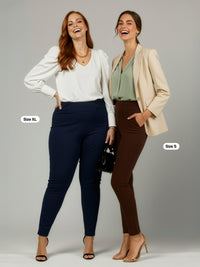 Innovate High-Rise Slim Stretch Slacks with Pockets - Navy Blue