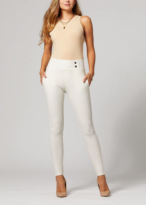Innovate High-Rise Slim Stretch Slacks with Pockets - Off-White