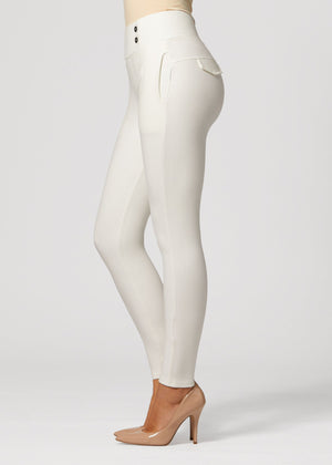 Innovate High-Rise Slim Stretch Slacks with Pockets - Off-White