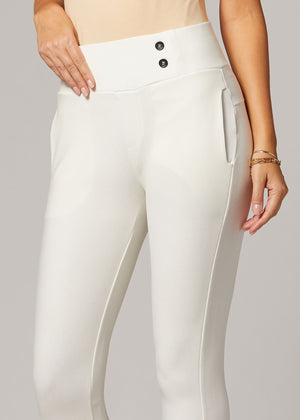 Innovate High-Rise Slim Stretch Slacks with Pockets - Off-White