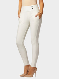 Innovate High-Rise Slim Stretch Slacks with Pockets - Off-White