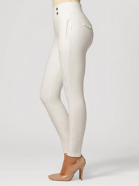 Innovate High-Rise Slim Stretch Slacks with Pockets - Off-White