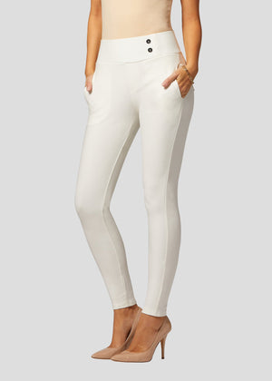 Innovate High-Rise Slim Stretch Slacks with Pockets - Off-White