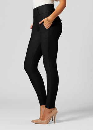 Innovate High-Rise Slim Stretch Slacks with Pockets - Black