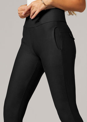 Innovate High-Rise Slim Stretch Slacks with Pockets - Black
