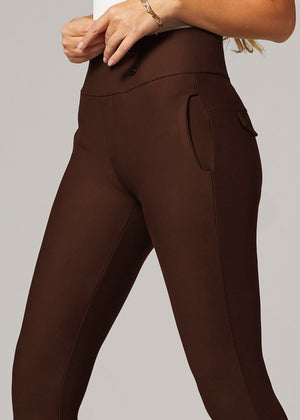 Innovate High-Rise Slim Stretch Slacks with Pockets - Brown