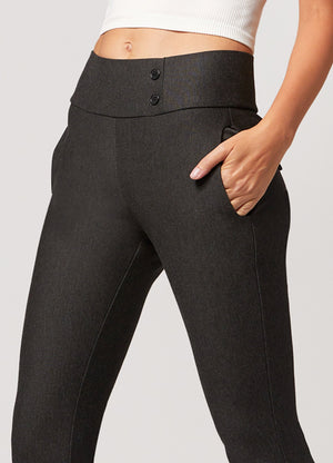 Innovate High-Rise Slim Stretch Slacks with Pockets - Charcoal Grey