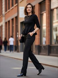 Essence Ponte Knit Straight Fit Dress Pants with Pockets - All Pinned Up