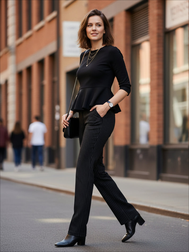 Essence Ponte Knit Straight Fit Dress Pants with Pockets - All Pinned Up