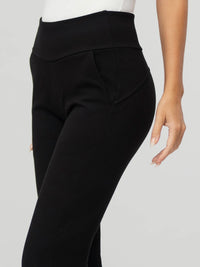 Essence Ponte Knit Straight Fit Dress Pants with Pockets - Black