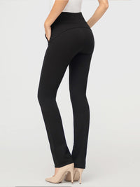 Essence Ponte Knit Straight Fit Dress Pants with Pockets - Black