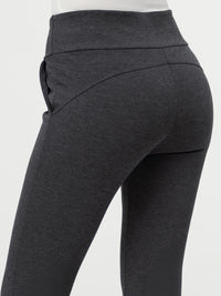 Essence Ponte Knit Straight Fit Dress Pants with Pockets - Charcoal Grey