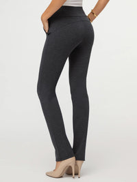 Essence Ponte Knit Straight Fit Dress Pants with Pockets - Charcoal Grey