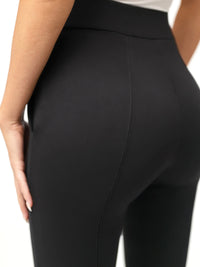 Essence Ponte Knit Straight Fit Dress Pants with Pockets - Front Seam Black