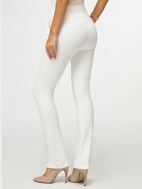 Essence Ponte Knit Straight Fit Dress Pants with Pockets - White