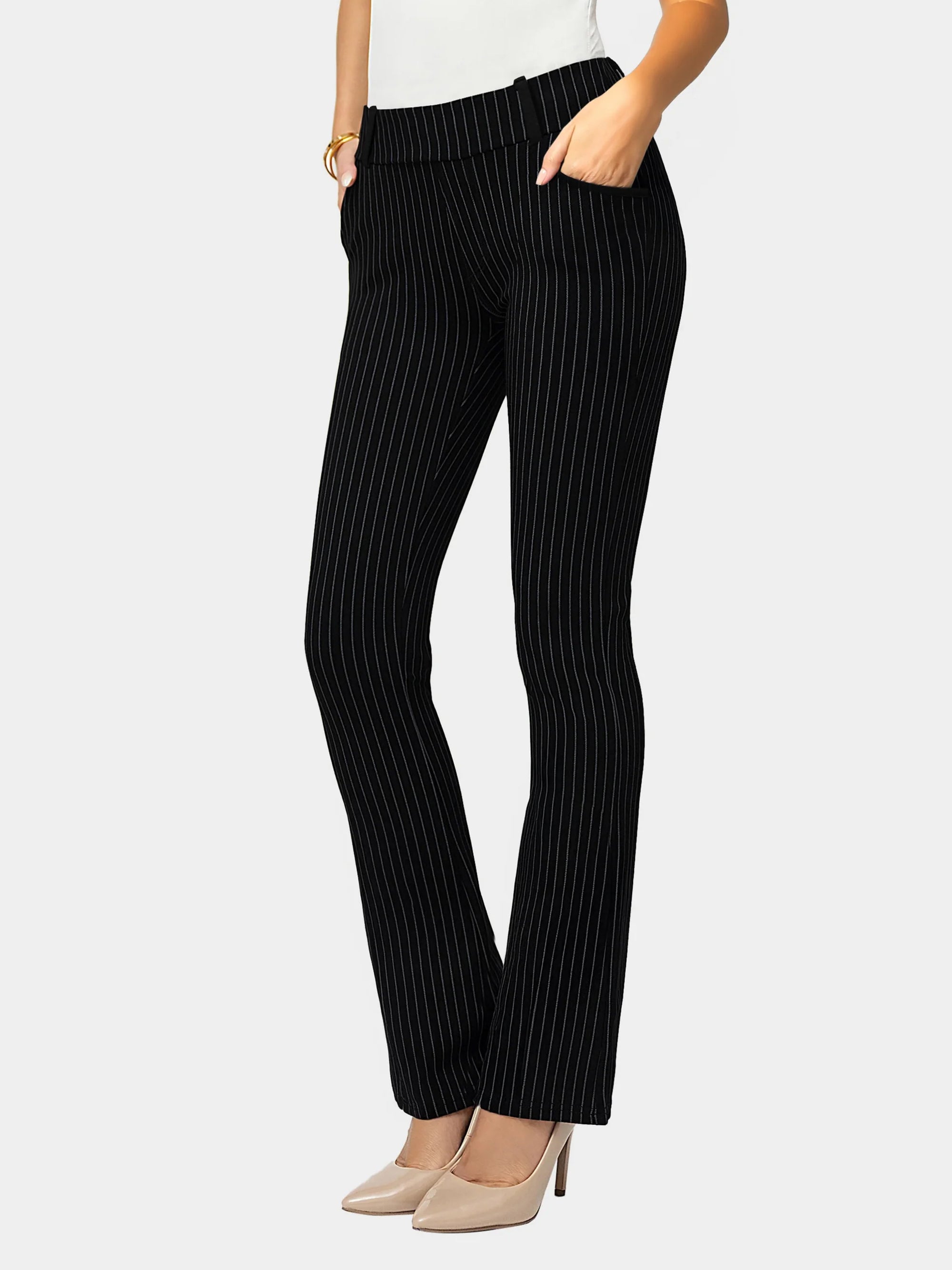Uplift High-Rise Bootcut Stretch Slacks with Pockets - All Pinned Up