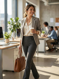 Uplift High-Rise Bootcut Stretch Slacks with Pockets - Charcoal Grey