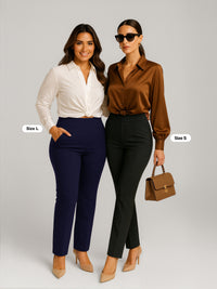 Essence Ponte Knit Straight Fit Dress Pants with Pockets - Charcoal Grey