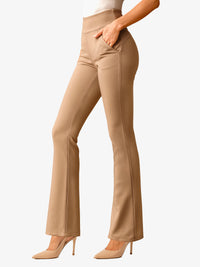 Lift Ponte Knit Flared Dress Pants with Pockets - Beige Nude