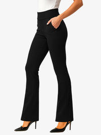 Lift Ponte Knit Flared Dress Pants with Pockets - Midnight Black