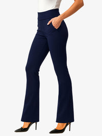 Lift Ponte Knit Flared Dress Pants with Pockets - Navy Blue