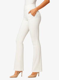 Lift Ponte Knit Flared Dress Pants with Pockets - Off-White