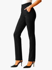 Essence Ponte Knit Straight Fit Dress Pants with Pockets - Black