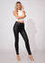Celeste High-Waisted Faux Leather Leggings - Black