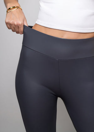 Celeste High-Waisted Faux Leather Leggings - Forged Iron