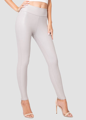 Celeste High-Waisted Faux Leather Leggings - Off White