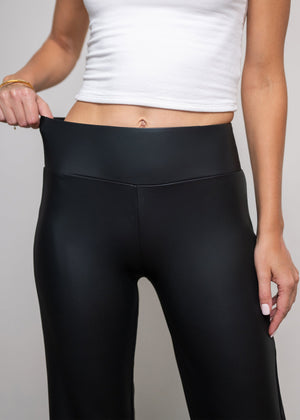 Celeste High-Waisted Faux Leather Pants - Black