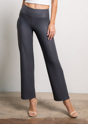 Celeste High-Waisted Faux Leather Pants - Forged Iron