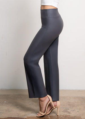 Celeste High-Waisted Faux Leather Pants - Forged Iron