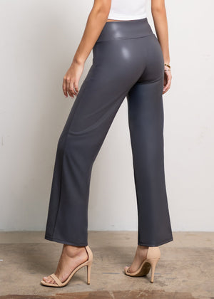 Celeste High-Waisted Faux Leather Pants - Forged Iron