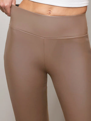 Celeste High-Waisted Faux Leather Pants - Mocha
