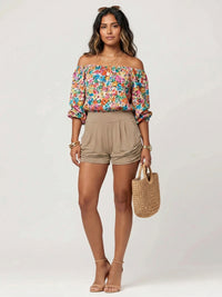 Emma Ultra Soft High Waist Harem Shorts with Pockets - Desert