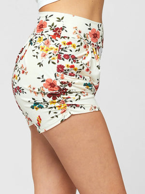 Emma Ultra Soft High Waist Harem Shorts with Pockets - Garden Party