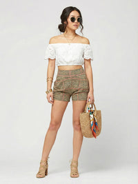 Emma Ultra Soft High Waist Harem Shorts with Pockets - Rain Check