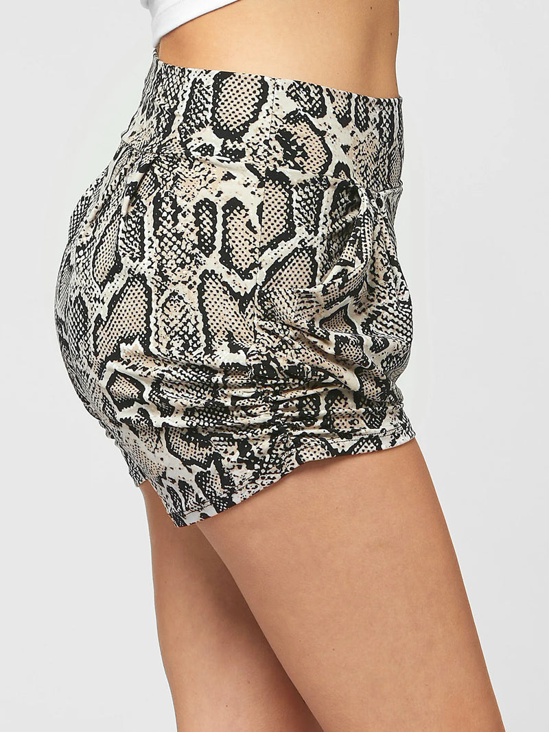 Emma Ultra Soft High Waist Harem Shorts with Pockets - Snakebite