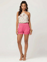 Emma Ultra Soft High Waist Harem Shorts with Pockets - Fuchsia Pink