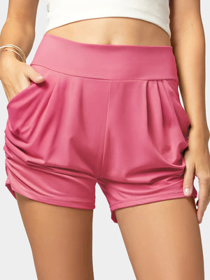 Emma Ultra Soft High Waist Harem Shorts with Pockets - Fuchsia Pink
