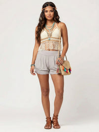 Emma Ultra Soft High Waist Harem Shorts with Pockets - Grey
