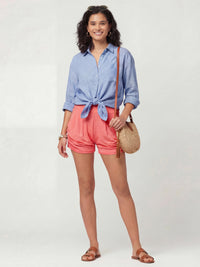 Emma Ultra Soft High Waist Harem Shorts with Pockets - Light Coral