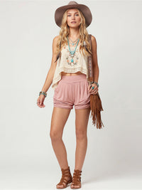 Emma Ultra Soft High Waist Harem Shorts with Pockets - Mauve