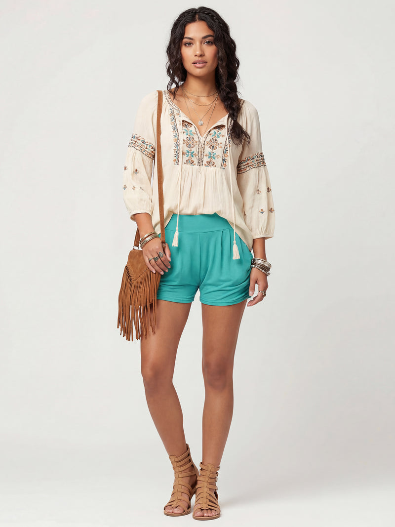 Emma Ultra Soft High Waist Harem Shorts with Pockets - Mint