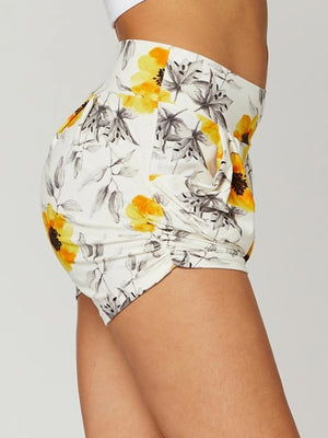 Emma Ultra Soft High Waist Harem Shorts with Pockets - Blooming