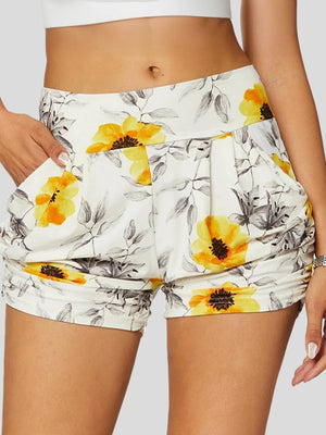 Emma Ultra Soft High Waist Harem Shorts with Pockets - Blooming